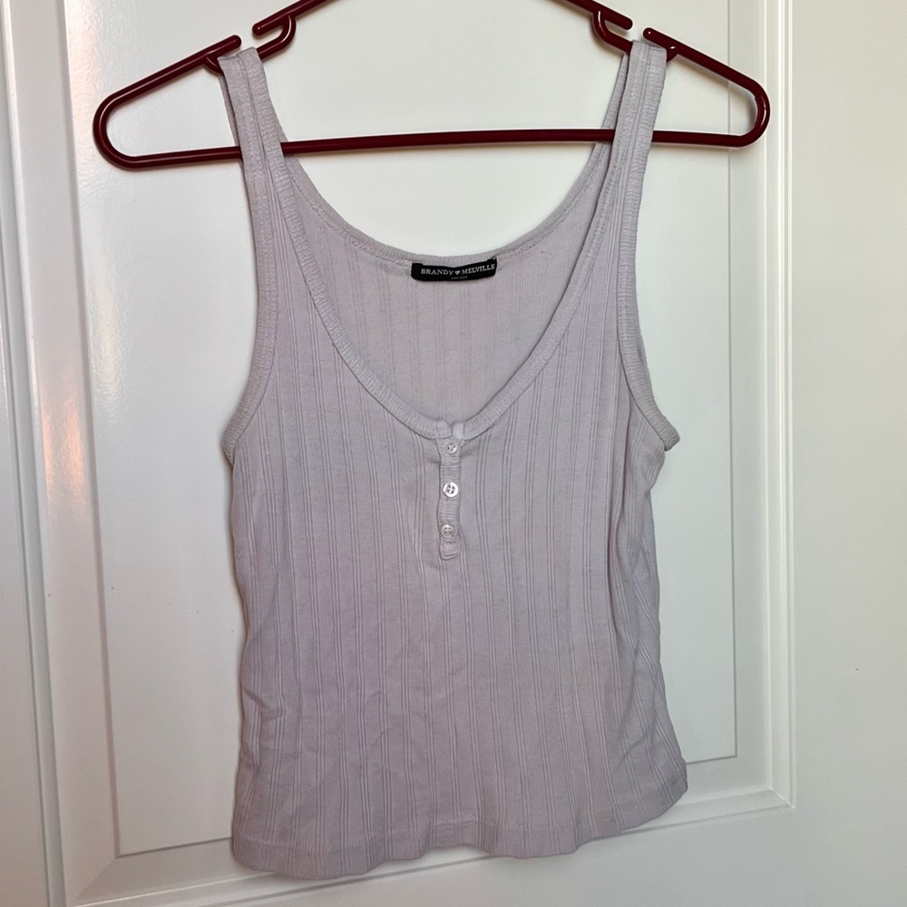 Brandy Melville Lilac Ribbed Henley Tank Top